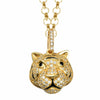 Tiger Long Necklace in 18K Gold Plated Sterling Silver with Black Enamel and Cubic Zirconia, Misis - rockthatjewel