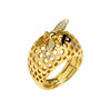 Honey Bee Ring in 18K Gold Plated Sterling Silver with Cubic Zirconia and Enamel, Misis - rockthatjewel